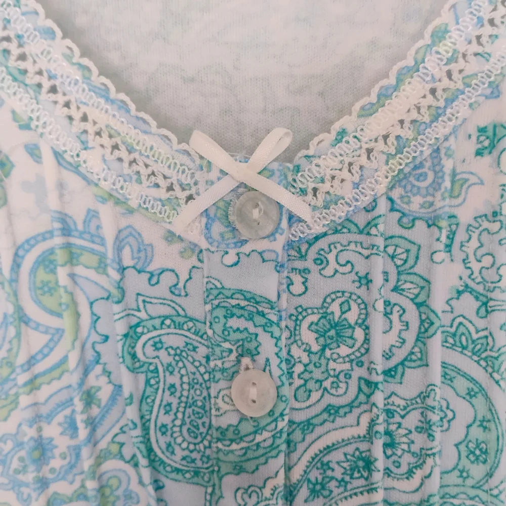 Miss Elaine Aqua Paisley Nightgown Set - Picture 11 of 16